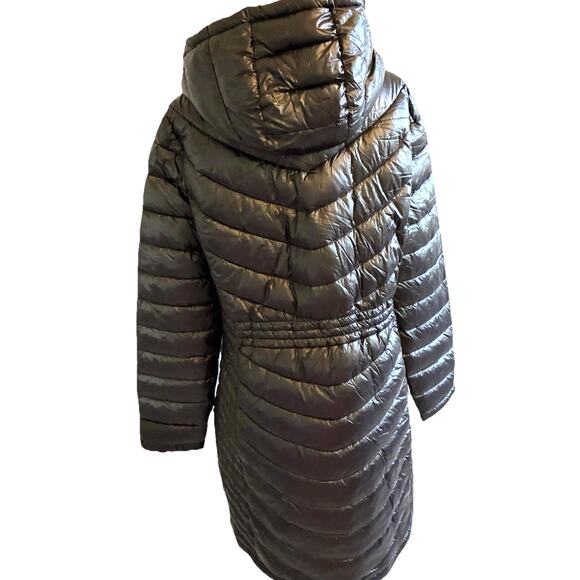 Black Puffer Down Winter Jacket Long Packable Quilted womens L Calvin Klein Y2K - Picture 3 of 16